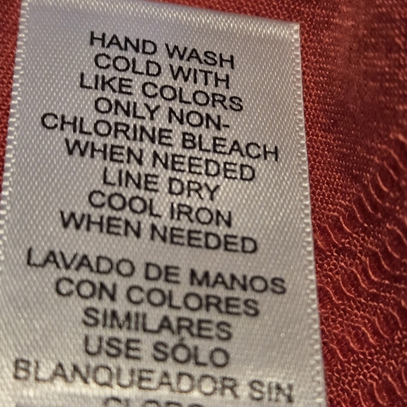 fever Women's XL Coral Blouse Textured Stripes 3/4 Sleeve Open Weave Eye Hook - Picture 10 of 12